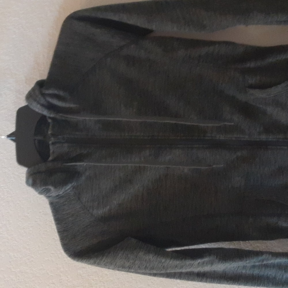 Athleisure Athletic Jacket With Hood Womens Grey Black Marled Zipper Front